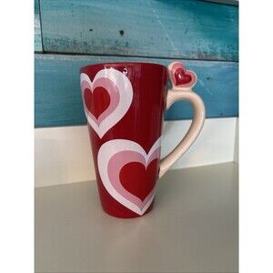 2012 Valentines Day Red and Pink Hearts 6 in Latte Coffee Mug Target 20 oz